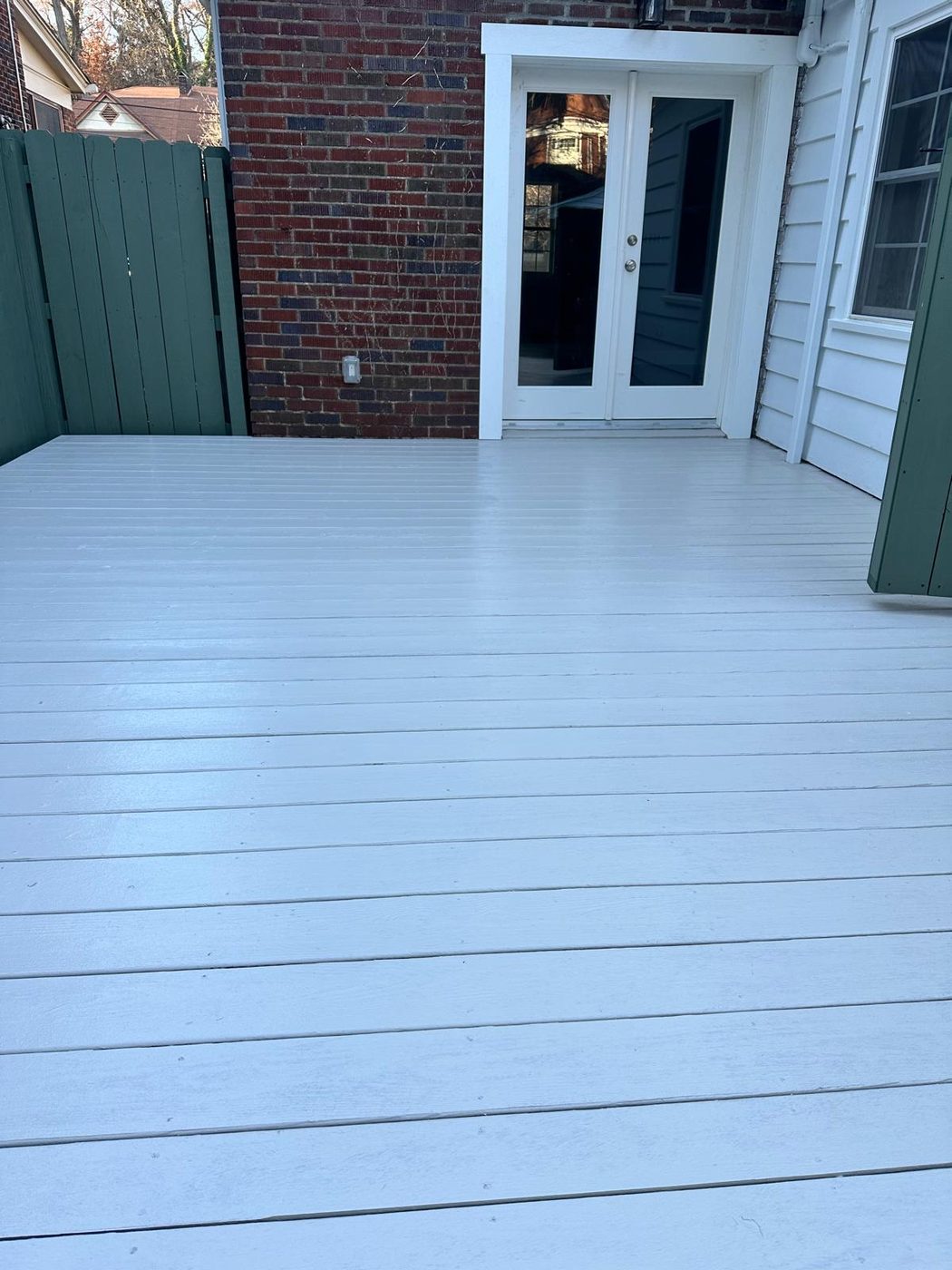 Freshly painted backyard deck