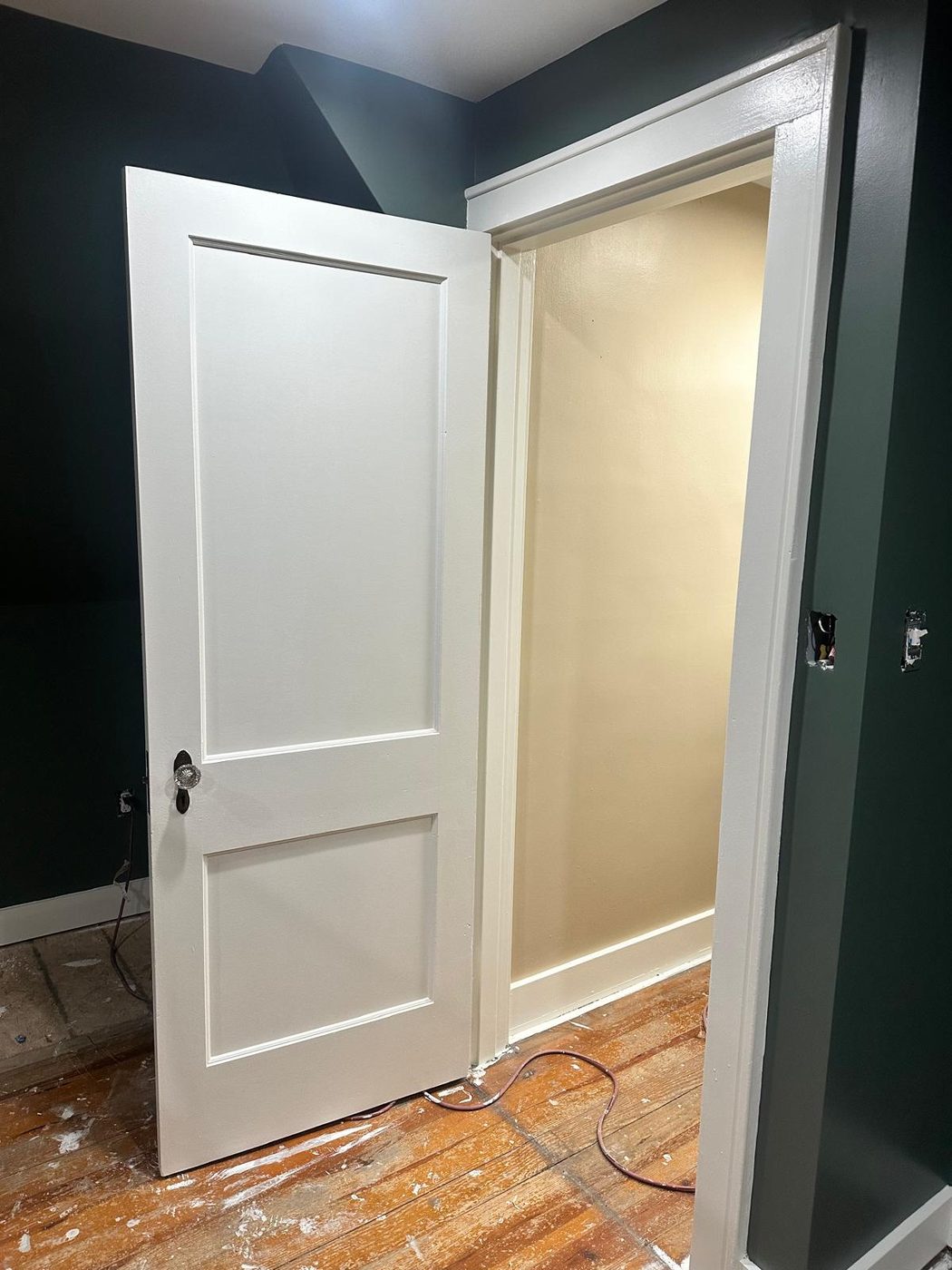 Freshly painted interior door and trim